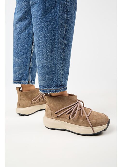 Manijero (Palmira) Kadın Hakiki Deri İçi Kürklü Bağcıklı Mini Vizon Bot - Görsel 7