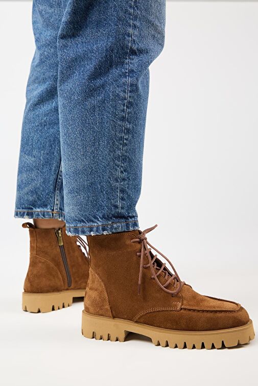 Manijero (Valentina) Kadın Hakiki Deri Bağcıklı Taba Bot - Görsel 2