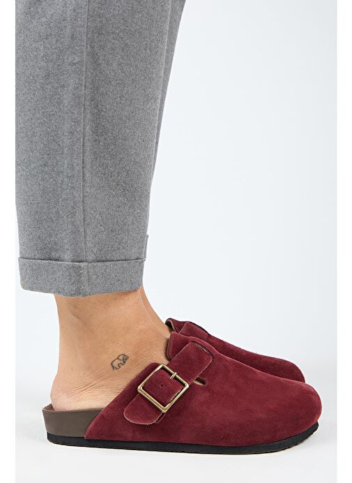 Manijero Bordo Kadın Süet Terlik MNJ.119.06 - Görsel 2