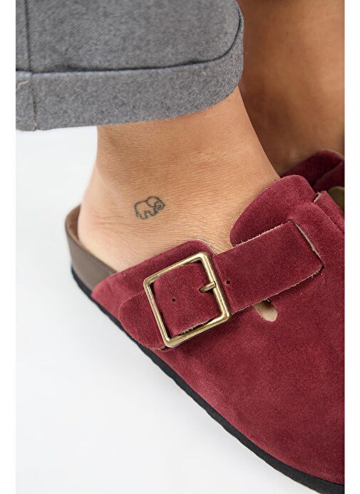 Manijero Bordo Kadın Süet Terlik MNJ.119.06 - Görsel 4