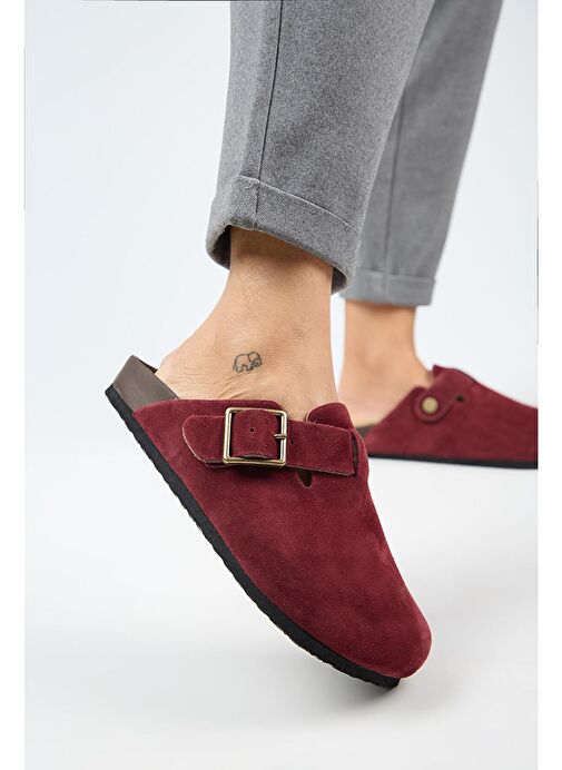 Manijero Bordo Kadın Süet Terlik MNJ.119.06 - Görsel 5