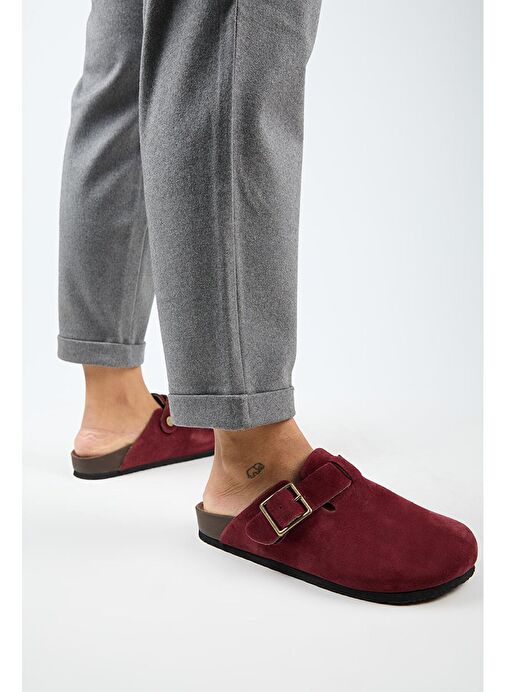 Manijero Bordo Kadın Süet Terlik MNJ.119.06 - Görsel 6