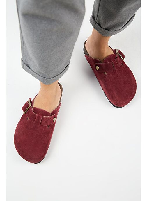 Manijero Bordo Kadın Süet Terlik MNJ.119.06 - Görsel 7