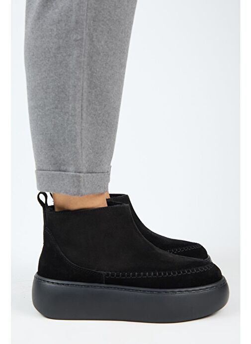 Manijero (Carolina) Kadın Hakiki Deri İçi Kürklü Mini Siyah Bot - Görsel 2