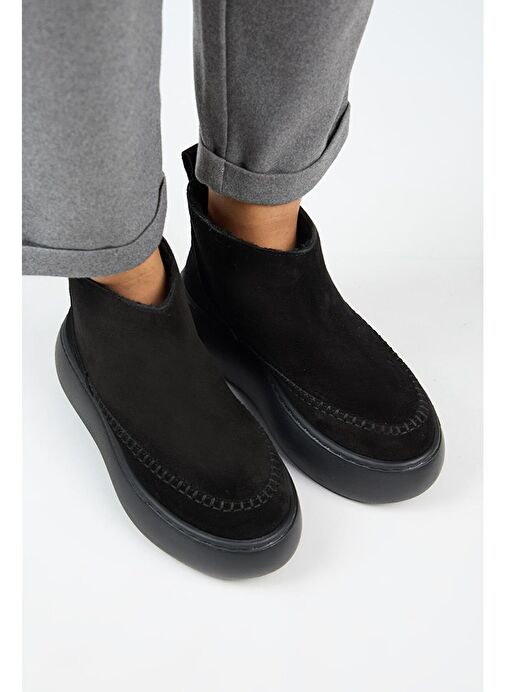 Manijero (Carolina) Kadın Hakiki Deri İçi Kürklü Mini Siyah Bot - Görsel 3