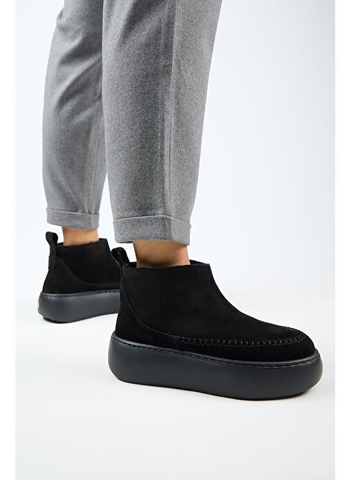 Manijero (Carolina) Kadın Hakiki Deri İçi Kürklü Mini Siyah Bot - Görsel 7