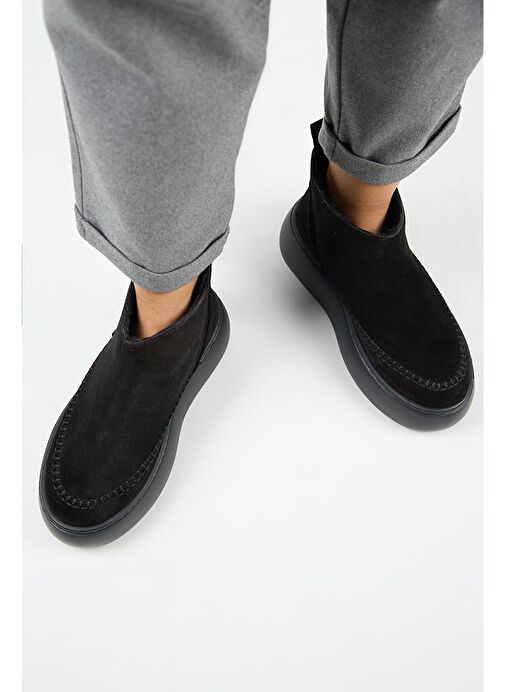 Manijero (Carolina) Kadın Hakiki Deri İçi Kürklü Mini Siyah Bot - Görsel 8