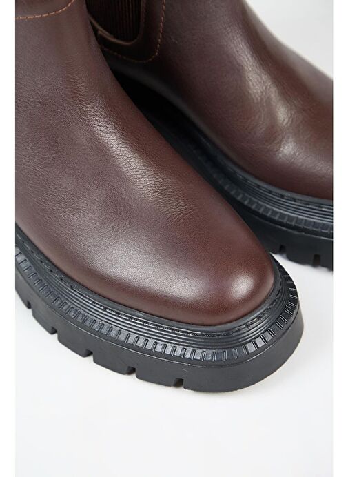 Manijero Misty Kadın Hakiki Deri Çift Tarafı Lastikli Koyu Kahve Bot - Görsel 5