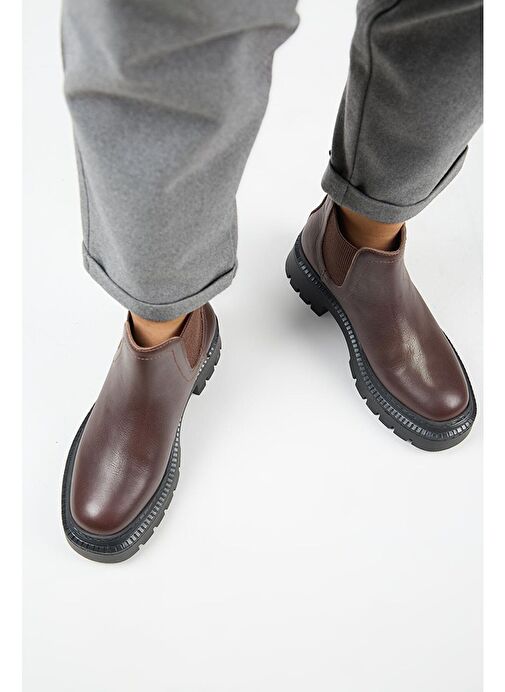 Manijero Misty Kadın Hakiki Deri Çift Tarafı Lastikli Koyu Kahve Bot - Görsel 8