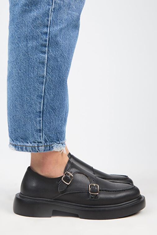 Manijero Siyah Kadın Deri Günlük Ayakkabı MNJ.168.01 - Görsel 3