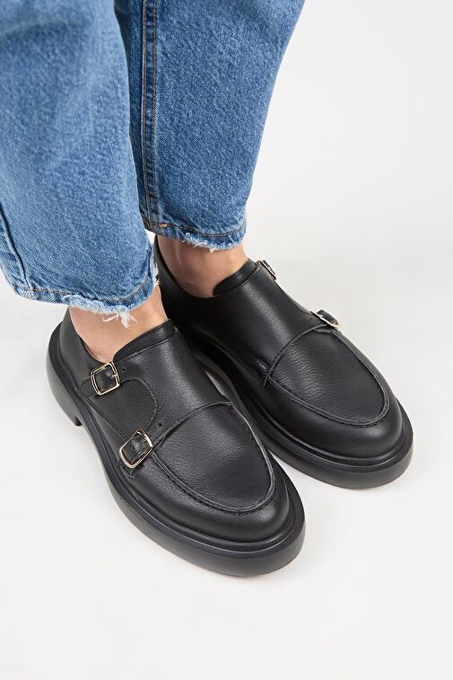 Manijero Siyah Kadın Deri Günlük Ayakkabı MNJ.168.01 - Görsel 4