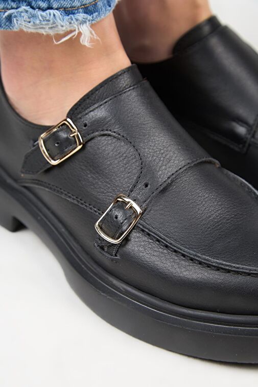 Manijero Siyah Kadın Deri Günlük Ayakkabı MNJ.168.01 - Görsel 5