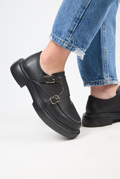 Manijero Siyah Kadın Deri Günlük Ayakkabı MNJ.168.01 - Görsel 6