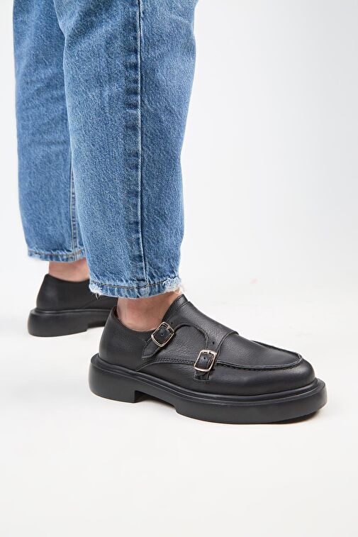 Manijero Siyah Kadın Deri Günlük Ayakkabı MNJ.168.01 - Görsel 7