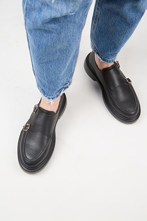 Manijero Siyah Kadın Deri Günlük Ayakkabı MNJ.168.01 - Görsel 8