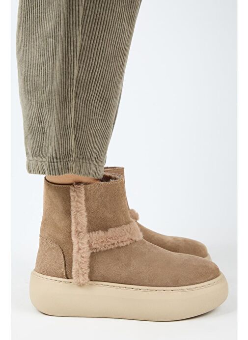 Manijero (Azura) Kadın Hakiki Deri İçi Kürklü Ve Kürk Şeritli Vizon Bot - Görsel 2