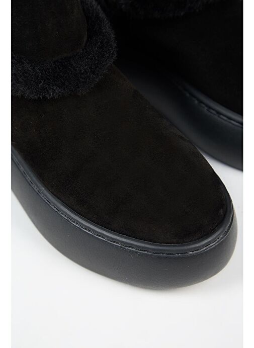 Manijero (Azura) Kadın Hakiki Deri İçi Kürklü Ve Kürk Şeritli Siyah Bot - Görsel 4