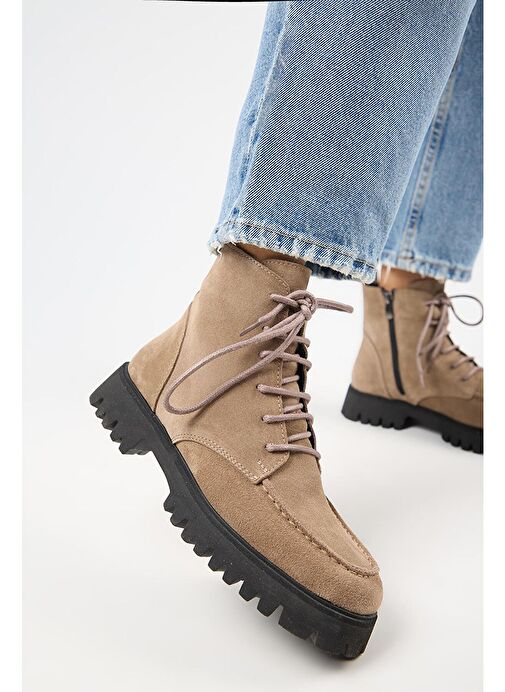 Manijero (Valentina) Kadın Hakiki Deri Bağcıklı Vizon Bot - Görsel 2