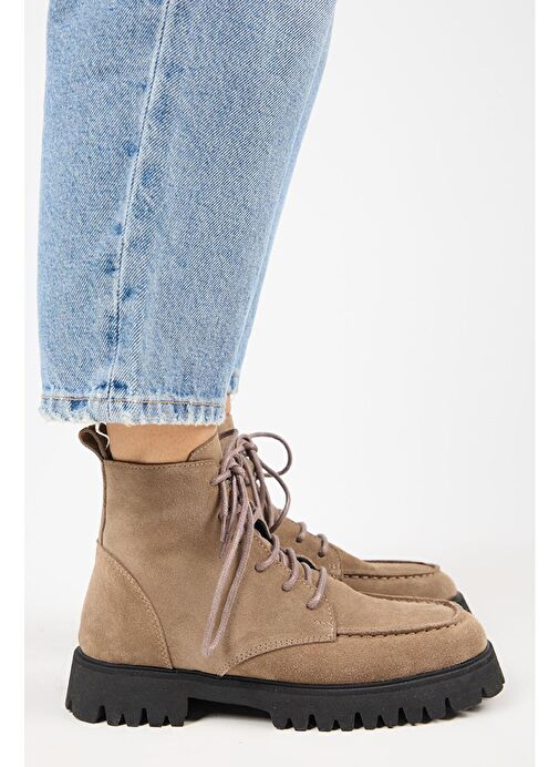 Manijero (Valentina) Kadın Hakiki Deri Bağcıklı Vizon Bot - Görsel 3