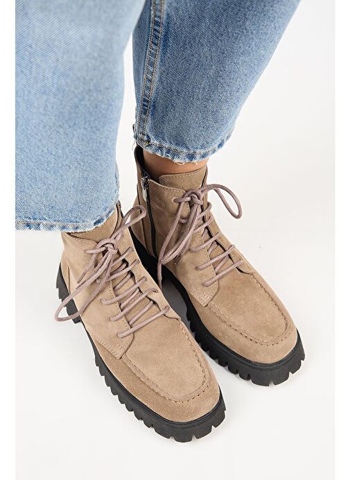 Manijero (Valentina) Kadın Hakiki Deri Bağcıklı Vizon Bot - Görsel 4