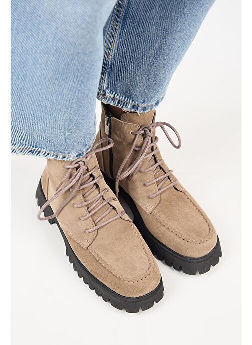 Manijero (Valentina) Kadın Hakiki Deri Bağcıklı Vizon Bot - Görsel 6