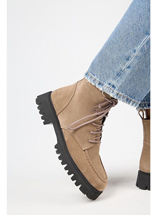 Manijero (Valentina) Kadın Hakiki Deri Bağcıklı Vizon Bot - Görsel 8