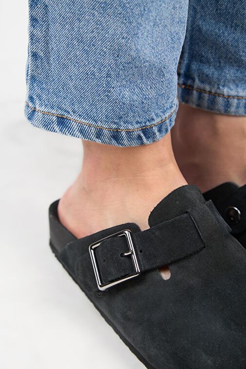 Manijero Antrasit Kadın Deri Terlik MNJ.119.08 - Görsel 4