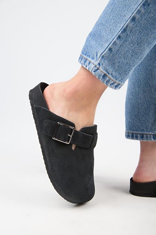 Manijero Antrasit Kadın Deri Terlik MNJ.119.08 - Görsel 6