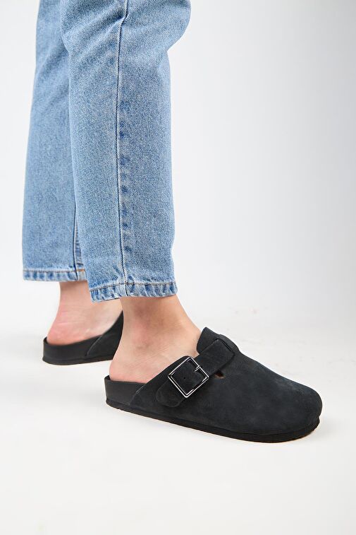 Manijero Antrasit Kadın Deri Terlik MNJ.119.08 - Görsel 7