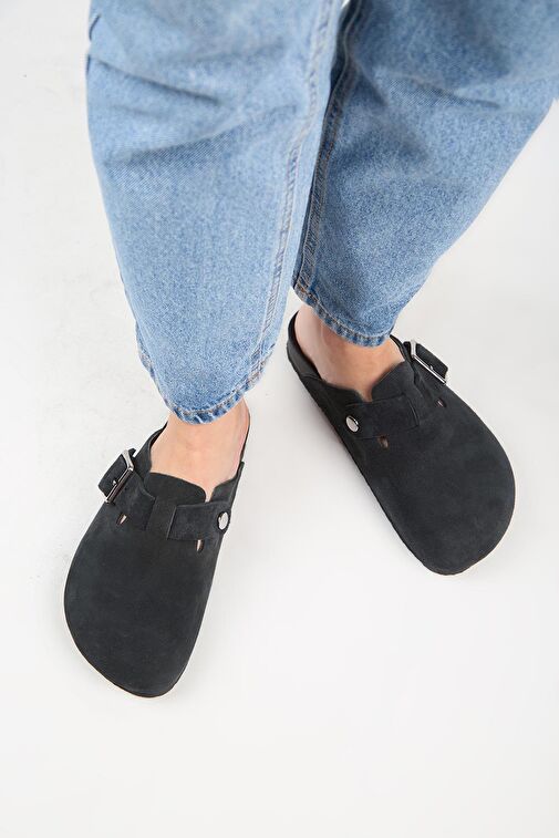 Manijero Antrasit Kadın Deri Terlik MNJ.119.08 - Görsel 8