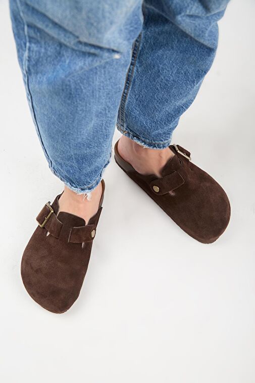 Manijero Koyu Kahve Kadın Deri Terlik MNJ.119.10 - Görsel 8