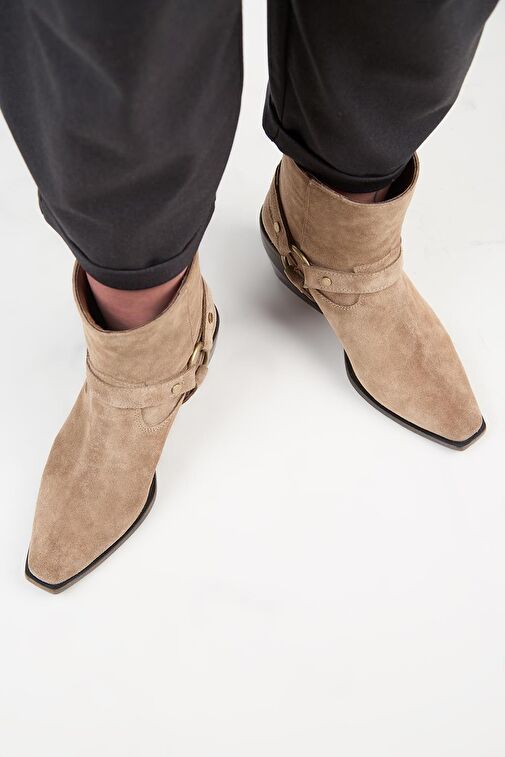 Manijero (Neus) Kadın Hakiki Deri Halkalı Kuşaklı Kovboy Özel Eskitme Deri Vizon Bot - Görsel 7