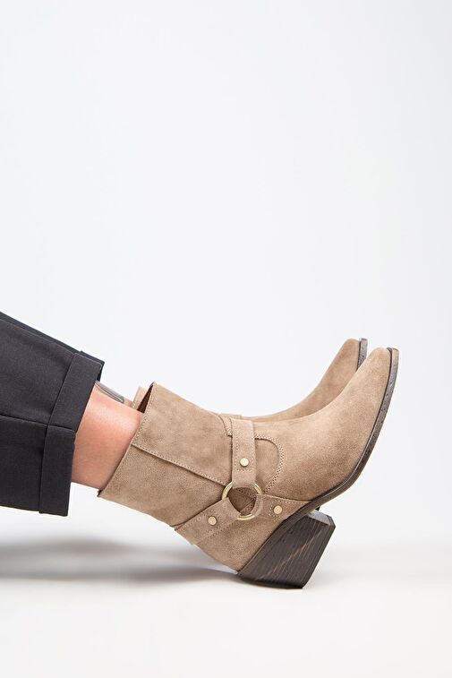 Manijero (Neus) Kadın Hakiki Deri Halkalı Kuşaklı Kovboy Özel Eskitme Deri Vizon Bot - Görsel 8