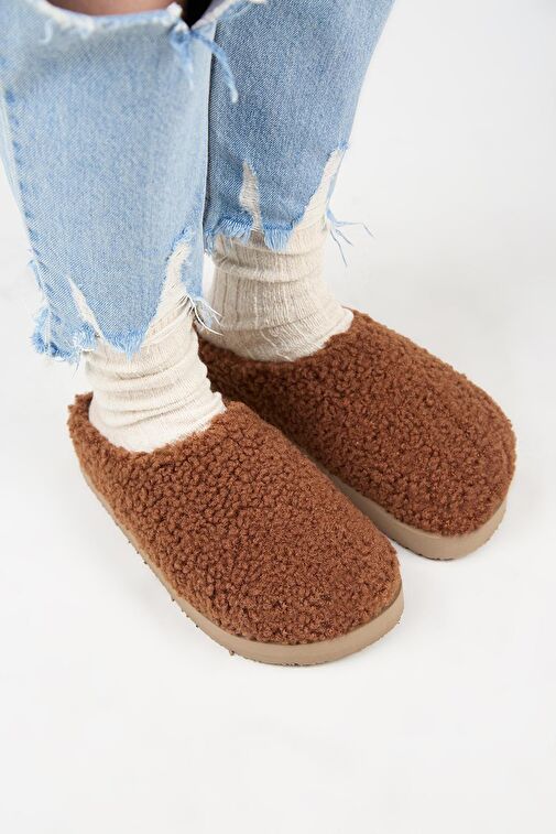 Manijero Kahverengi Kadın Peluş Terlik MNJ.172.05 - Görsel 3