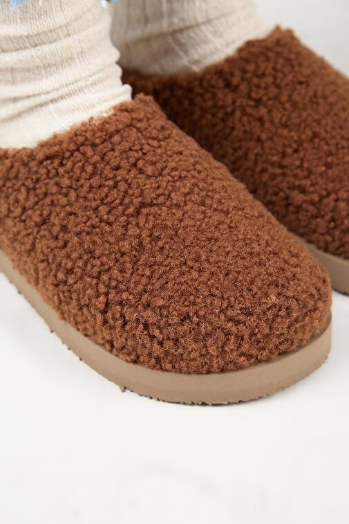 Manijero Kahverengi Kadın Peluş Terlik MNJ.172.05 - Görsel 4