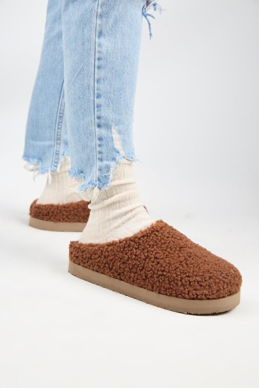 Manijero Kahverengi Kadın Peluş Terlik MNJ.172.05 - Görsel 7