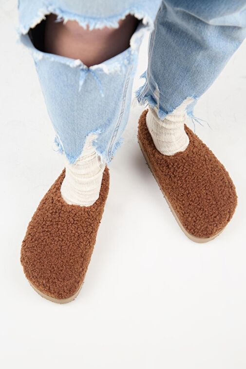 Manijero Kahverengi Kadın Peluş Terlik MNJ.172.05 - Görsel 8