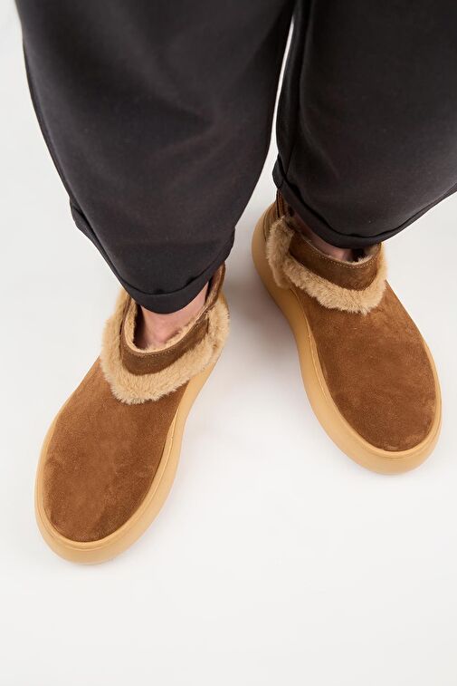 Manijero (Azura Mini) Kadın Hakiki Deri İçi Kürklü Ve Kürk Şeritli Taba Bot - Görsel 7