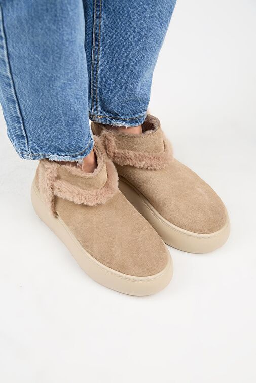 Manijero (Azura Mini) Kadın Hakiki Deri İçi Kürklü Ve Kürk Şeritli Vizon Bot - Görsel 3