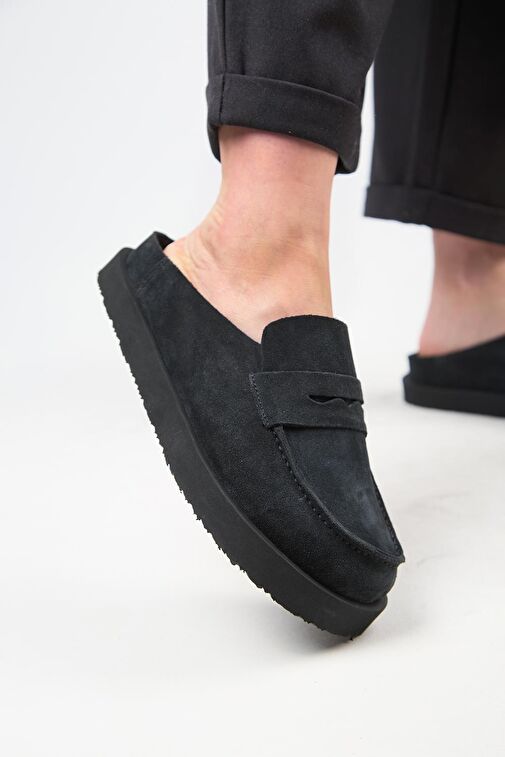 Manijero Antrasit Kadın Deri Terlik MNJ.177.01 - Görsel 2