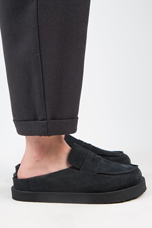 Manijero Antrasit Kadın Deri Terlik MNJ.177.01 - Görsel 3