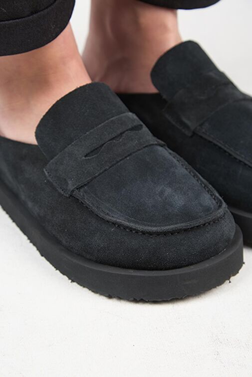 Manijero Antrasit Kadın Deri Terlik MNJ.177.01 - Görsel 5