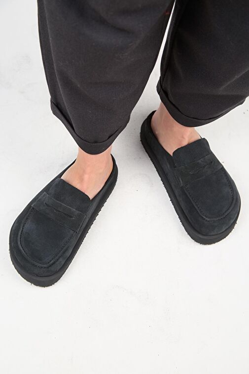 Manijero Antrasit Kadın Deri Terlik MNJ.177.01 - Görsel 6