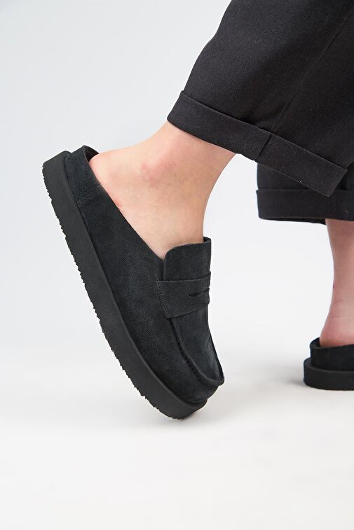 Manijero Antrasit Kadın Deri Terlik MNJ.177.01 - Görsel 7