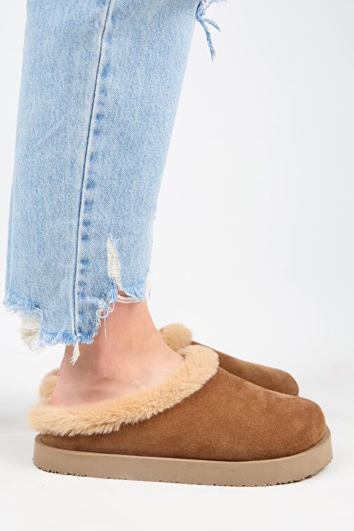 Manijero Taba Kadın Deri - Kürklü Terlik MNJ.180.02 - Görsel 2