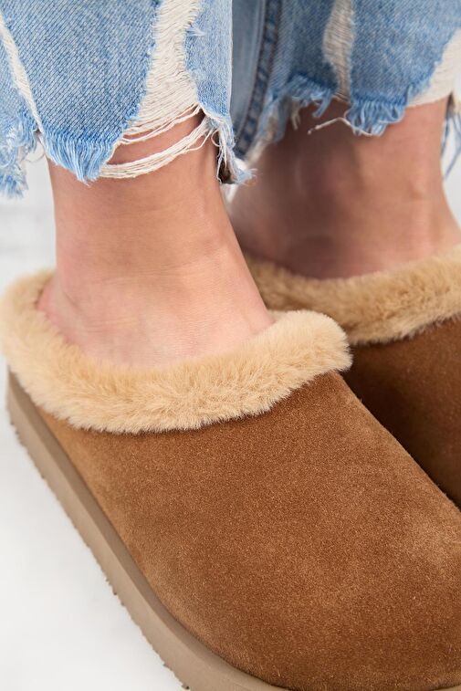 Manijero Taba Kadın Deri - Kürklü Terlik MNJ.180.02 - Görsel 4