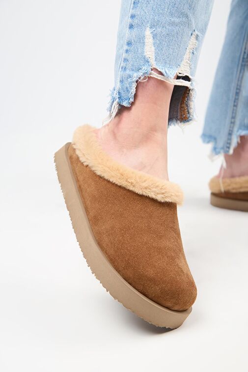 Manijero Taba Kadın Deri - Kürklü Terlik MNJ.180.02 - Görsel 5