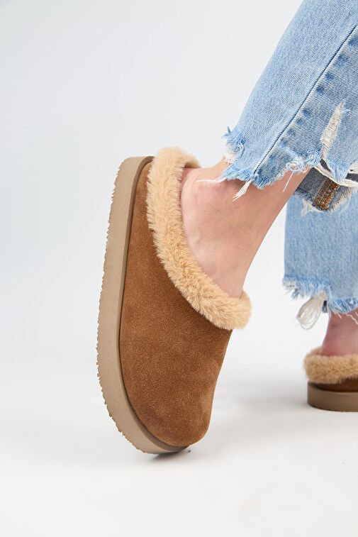 Manijero Taba Kadın Deri - Kürklü Terlik MNJ.180.02 - Görsel 6