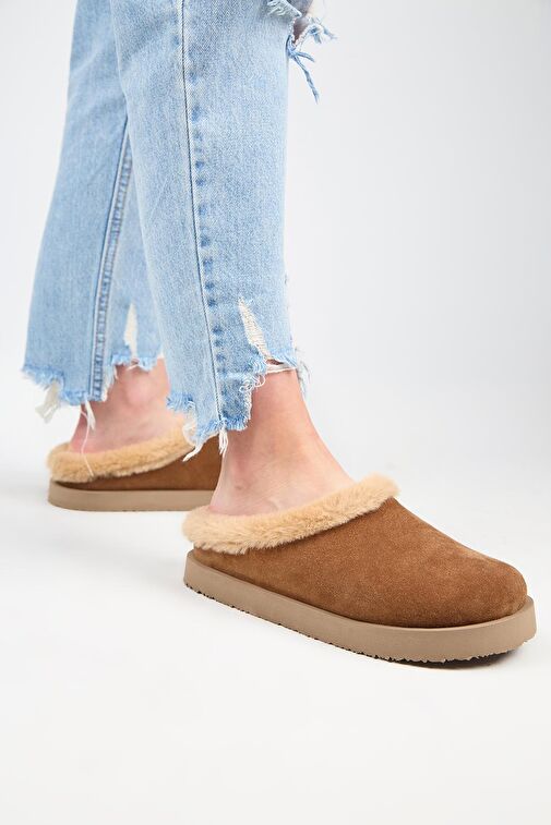 Manijero Taba Kadın Deri - Kürklü Terlik MNJ.180.02 - Görsel 7