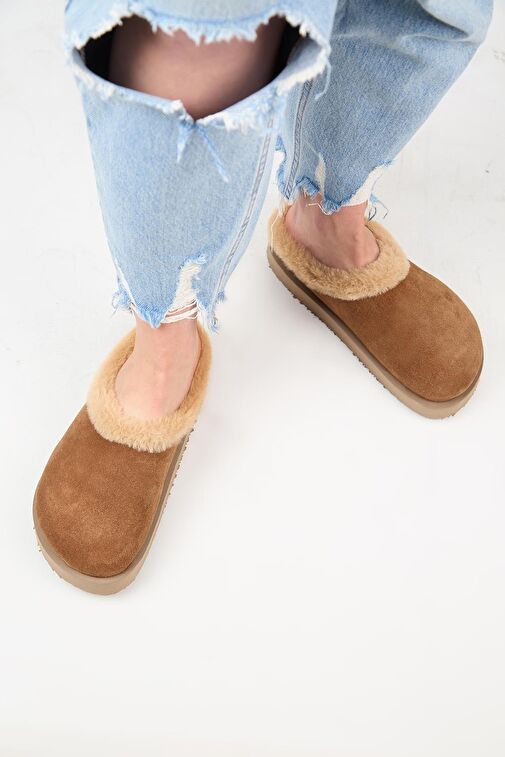 Manijero Taba Kadın Deri - Kürklü Terlik MNJ.180.02 - Görsel 8